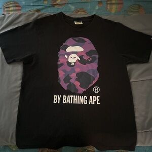 Bape Black Tee with Green and Yellow Tag
